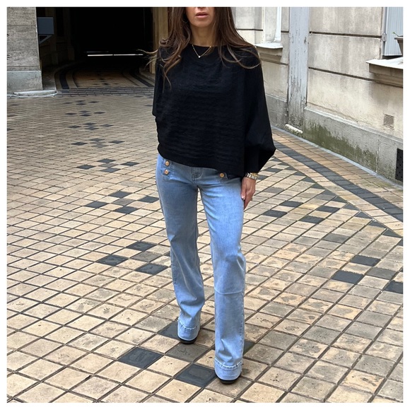 PARIS CHIC FABULOUS SAILOR STYLE WIDE LEG JEANS - Picture 2 of 6